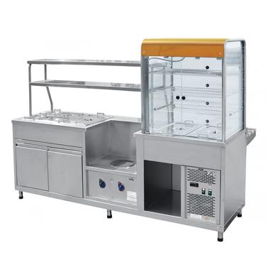 Прилавок-витрина холодильный мармитный универсальный ПВХМ-70КМУ "красное золото"